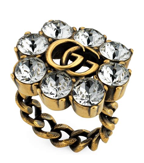 gucci doppel g|Double G Ring With Clear Crystals .